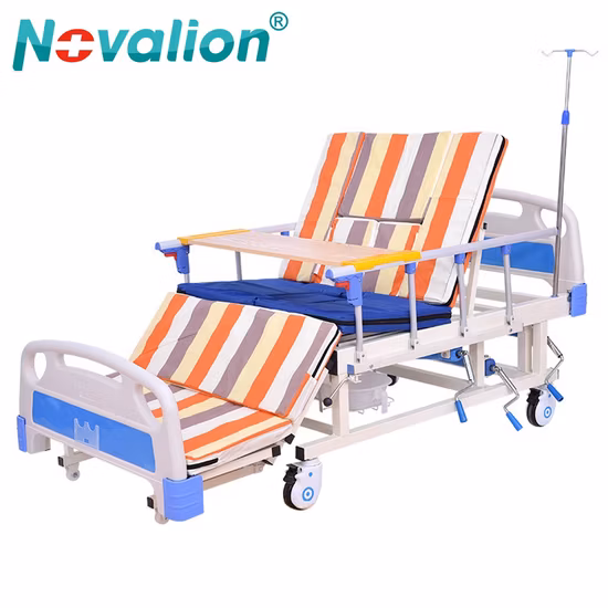 Precio de venta al por mayor Manual 3 posiciones de funciones de manivela Clínica Médica Hospital Hogar Cama de cuidados de enfermería para ancianos discapacitados enfermos con champú para inodoro