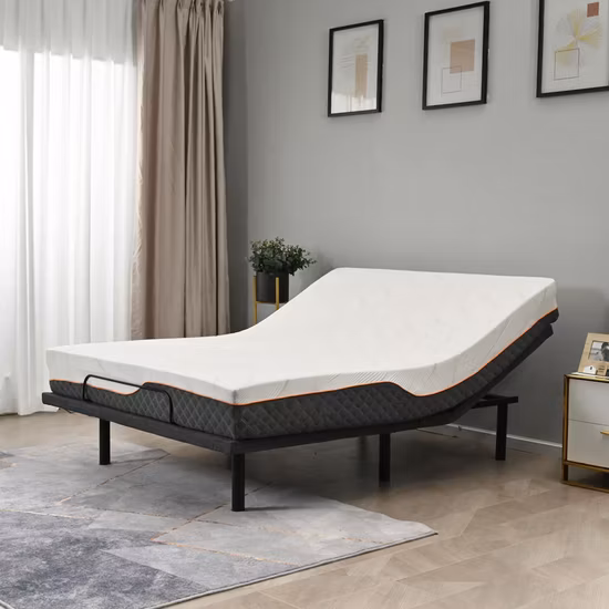 Cama eléctrica con marco de sofá cama ajustable King dividido con puertos USB de masaje de lujo