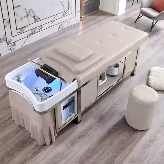 una variedad de métodos de masaje Sillón de masaje eléctrico inteligente para todo el cuerpo Marco de gravedad cero Actualización Salón de belleza Cama de champú para masajes